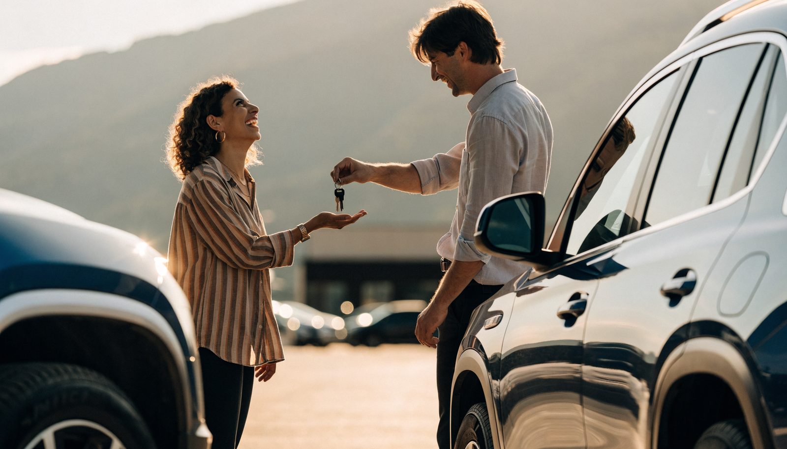 An Applewood Express specialist handing over the keys to a new SUV